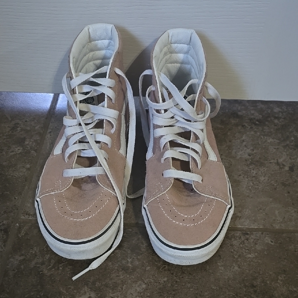 High-Top Sneakers in Tan and White